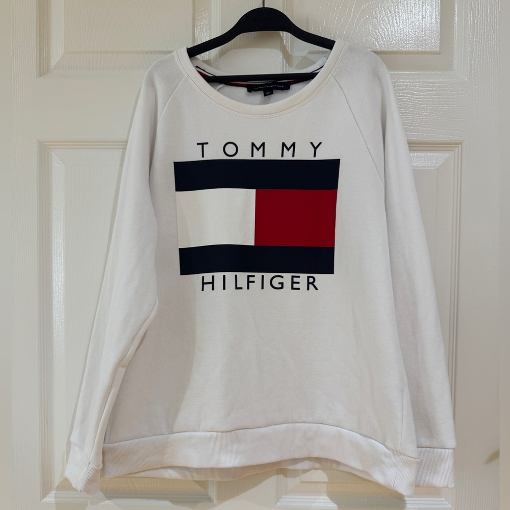 Tommy Hilfiger White Fleece Sweatshirt size L